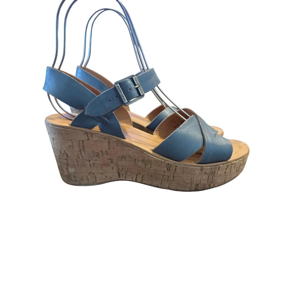 ⭐️ Women’s Kork Ease Blue Leather Cork Platform Wedge Sandals Size 11 Casual